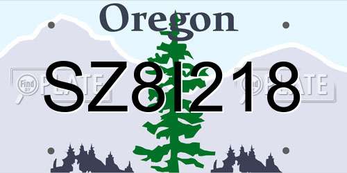 SZ8I218 Oregon License Plate