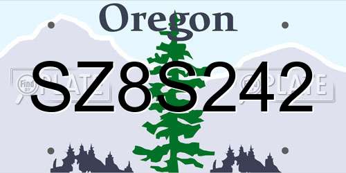 SZ8S242 Oregon License Plate