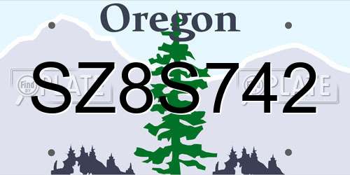 SZ8S742 Oregon License Plate