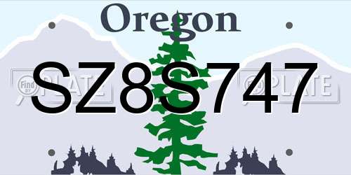 SZ8S747 Oregon License Plate