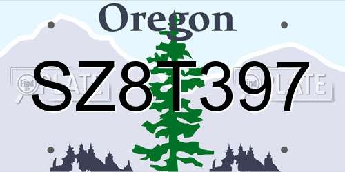SZ8T397 Oregon License Plate