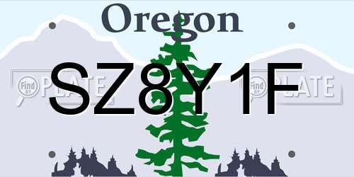 SZ8Y1F Oregon License Plate