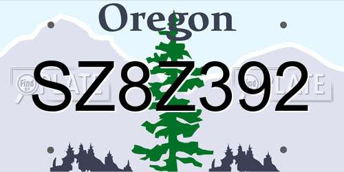 SZ8Z392 Oregon License Plate