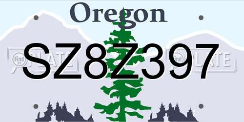 SZ8Z397 Oregon License Plate
