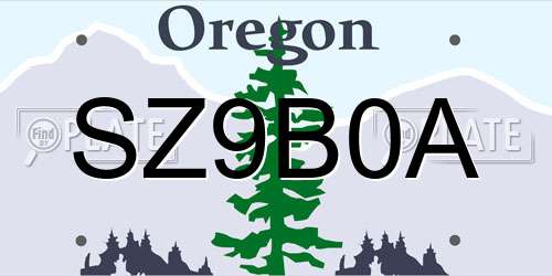 SZ9B0A Oregon License Plate
