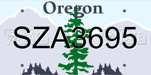 SZA3695 Oregon License Plate