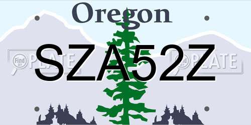 SZA52Z Oregon License Plate