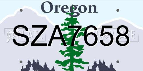 SZA7658 Oregon License Plate