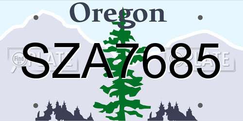 SZA7685 Oregon License Plate