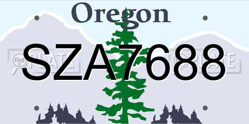 SZA7688 Oregon License Plate