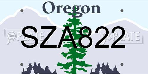 SZA822 Oregon License Plate