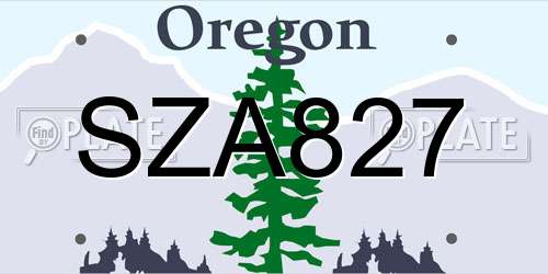 SZA827 Oregon License Plate
