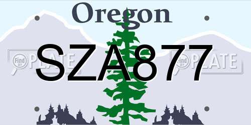 SZA877 Oregon License Plate