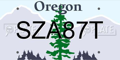 SZA87T Oregon License Plate