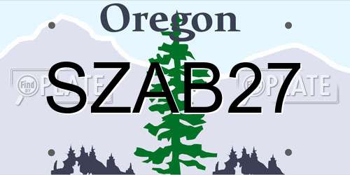 SZAB27 Oregon License Plate