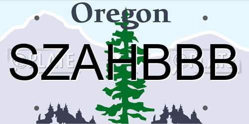 SZAHBBB Oregon License Plate