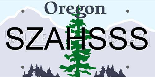 SZAHSSS Oregon License Plate