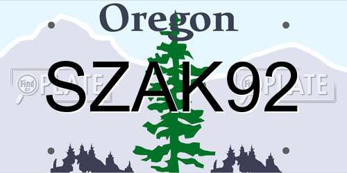 SZAK92 Oregon License Plate