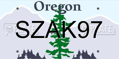 SZAK97 Oregon License Plate