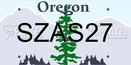 SZAS27 Oregon License Plate