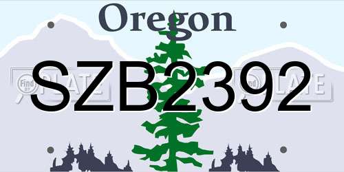 SZB2392 Oregon License Plate