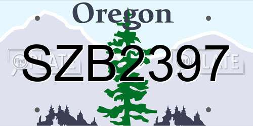 SZB2397 Oregon License Plate