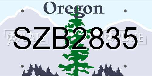 SZB2835 Oregon License Plate