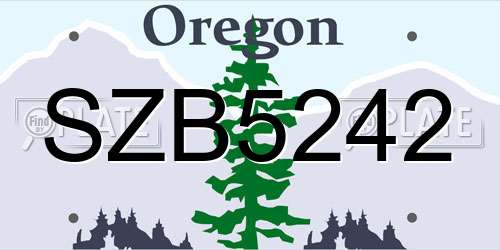 SZB5242 Oregon License Plate