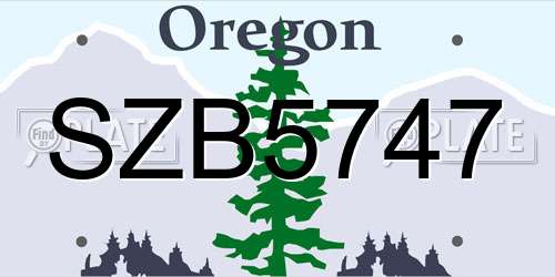 SZB5747 Oregon License Plate