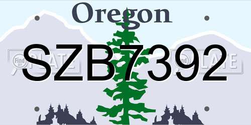 SZB7392 Oregon License Plate