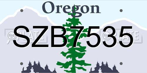 SZB7535 Oregon License Plate