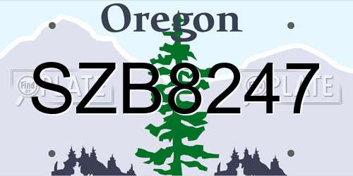 SZB8247 Oregon License Plate
