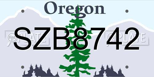 SZB8742 Oregon License Plate