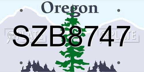 SZB8747 Oregon License Plate