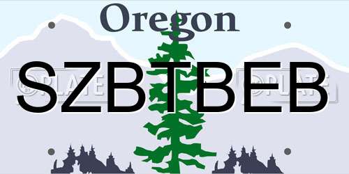 SZBTBEB Oregon License Plate