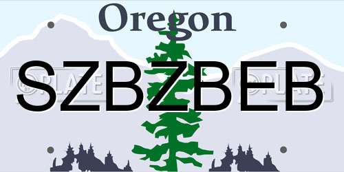 SZBZBEB Oregon License Plate