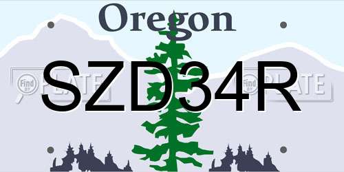 SZD34R Oregon License Plate