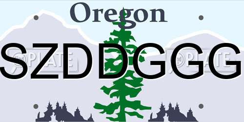 SZDDGGG Oregon License Plate