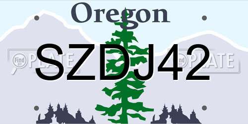 SZDJ42 Oregon License Plate