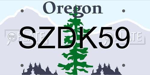 SZDK59 Oregon License Plate