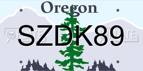 SZDK89 Oregon License Plate