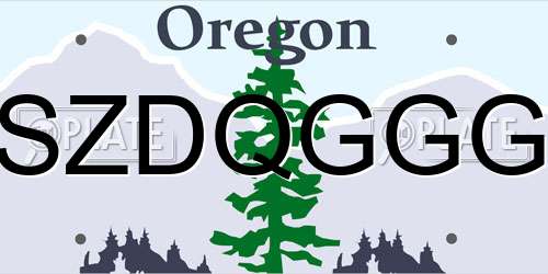 SZDQGGG Oregon License Plate
