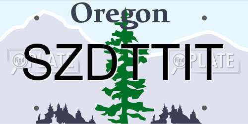 SZDTTIT Oregon License Plate