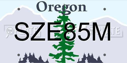 SZE85M Oregon License Plate