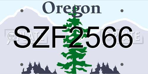 SZF2566 Oregon License Plate