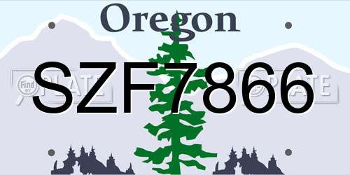 SZF7866 Oregon License Plate