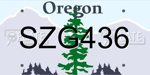 SZG436 Oregon License Plate