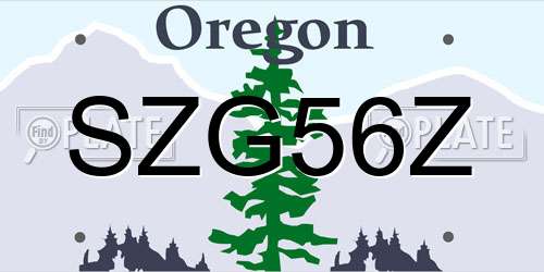 SZG56Z Oregon License Plate