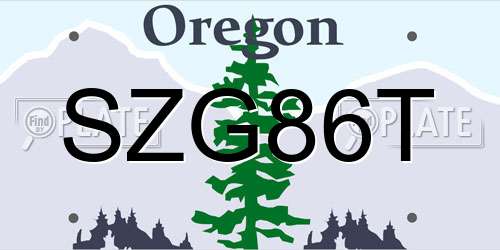 SZG86T Oregon License Plate