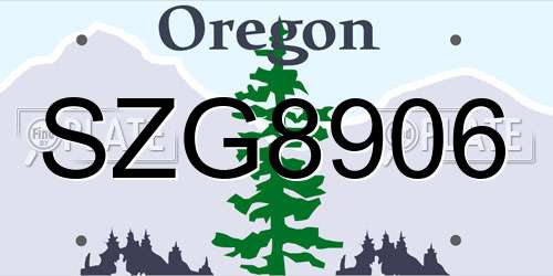 SZG8906 Oregon License Plate